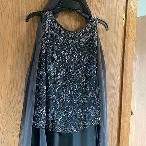 JKARA dark gray beaded dress size 16